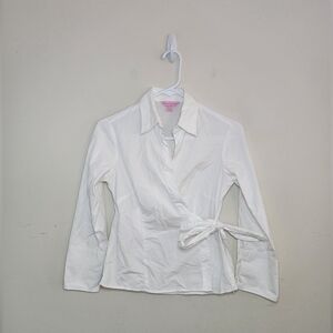 Women's Lilly Pulitzer White Wrap Style Top Sz 4